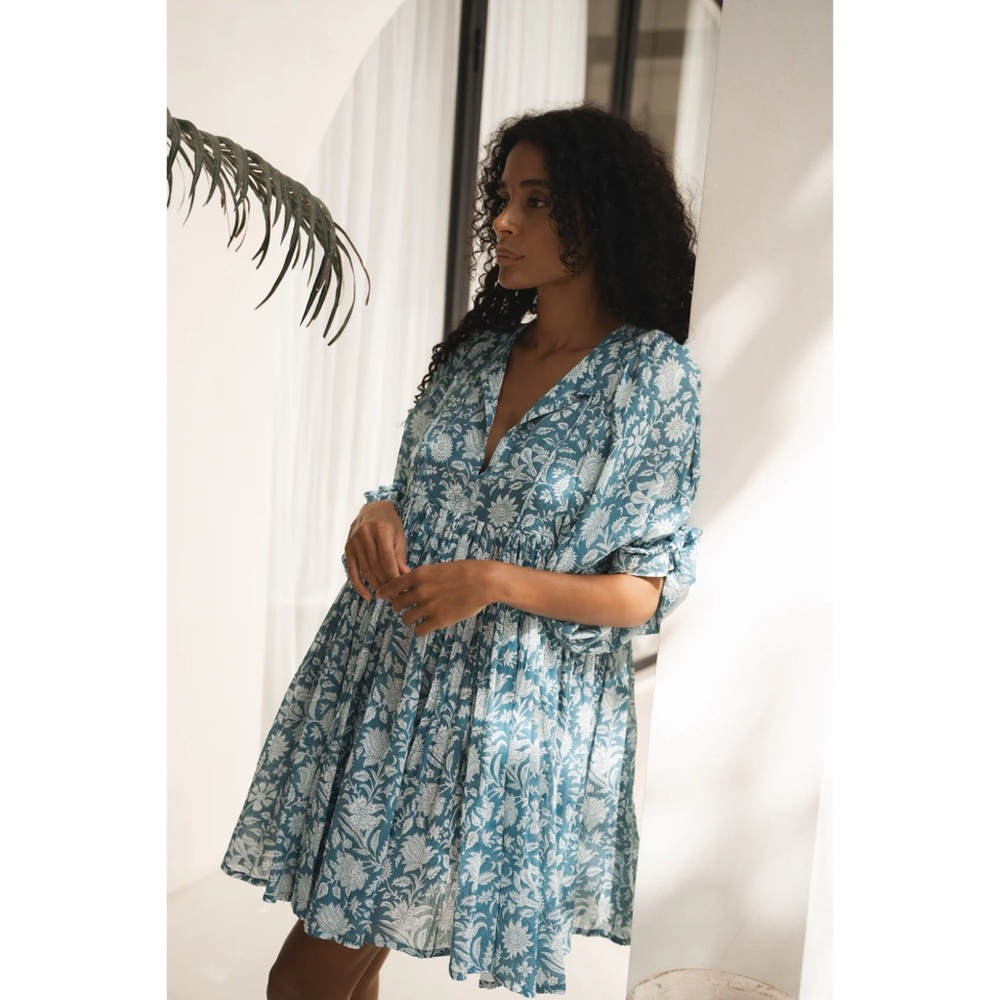 Daughters Of India Kyra Mini Dress Ocean Blue